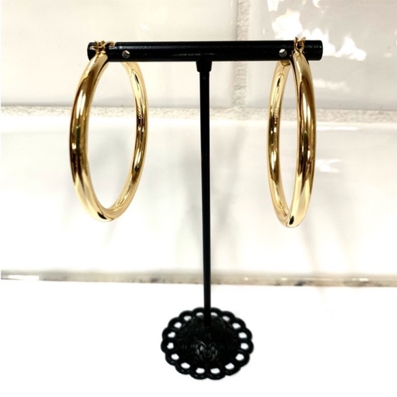 Sterling Silver 14K Gold Plated Classic Hoops Jewelry - Sterling S925 14K Yellow Gold Plated Classic New Hoop Earrings